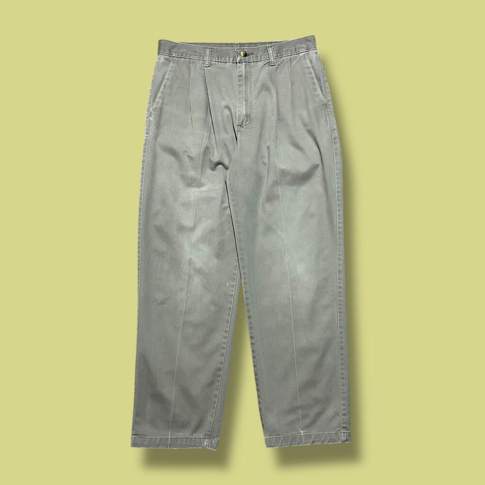 Vintage Sun Faded Pants Thrashed Khakis Distressed Pleated Cotton 90s Gray 31x28